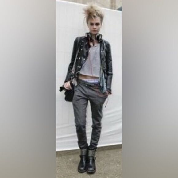 Burberry London quilted black Leather moto Jacket M - Picture 2 of 12